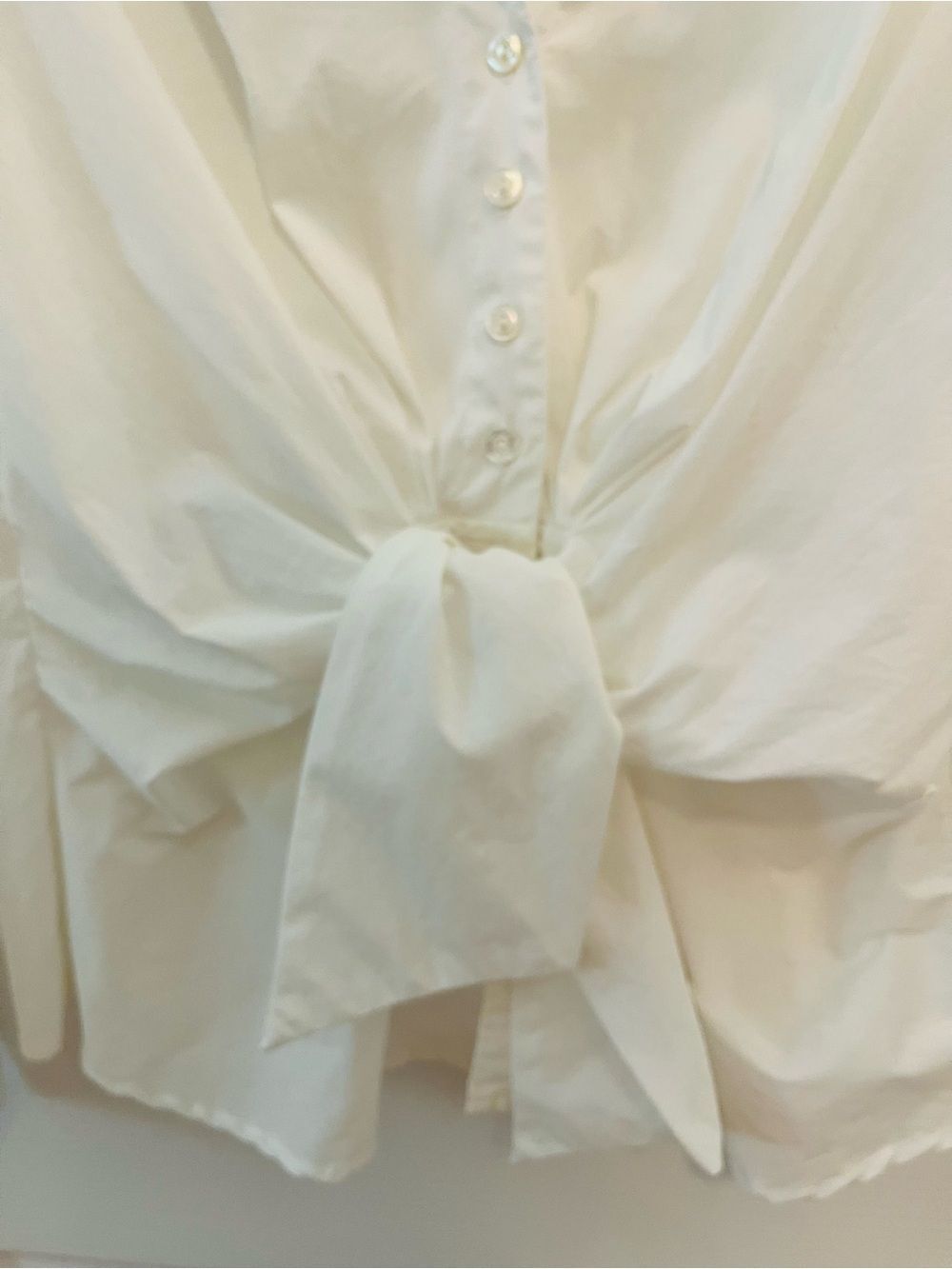 J. Peterman White Tie-Front Button-Up Blouse | Size 6 - Picture 6 of 9